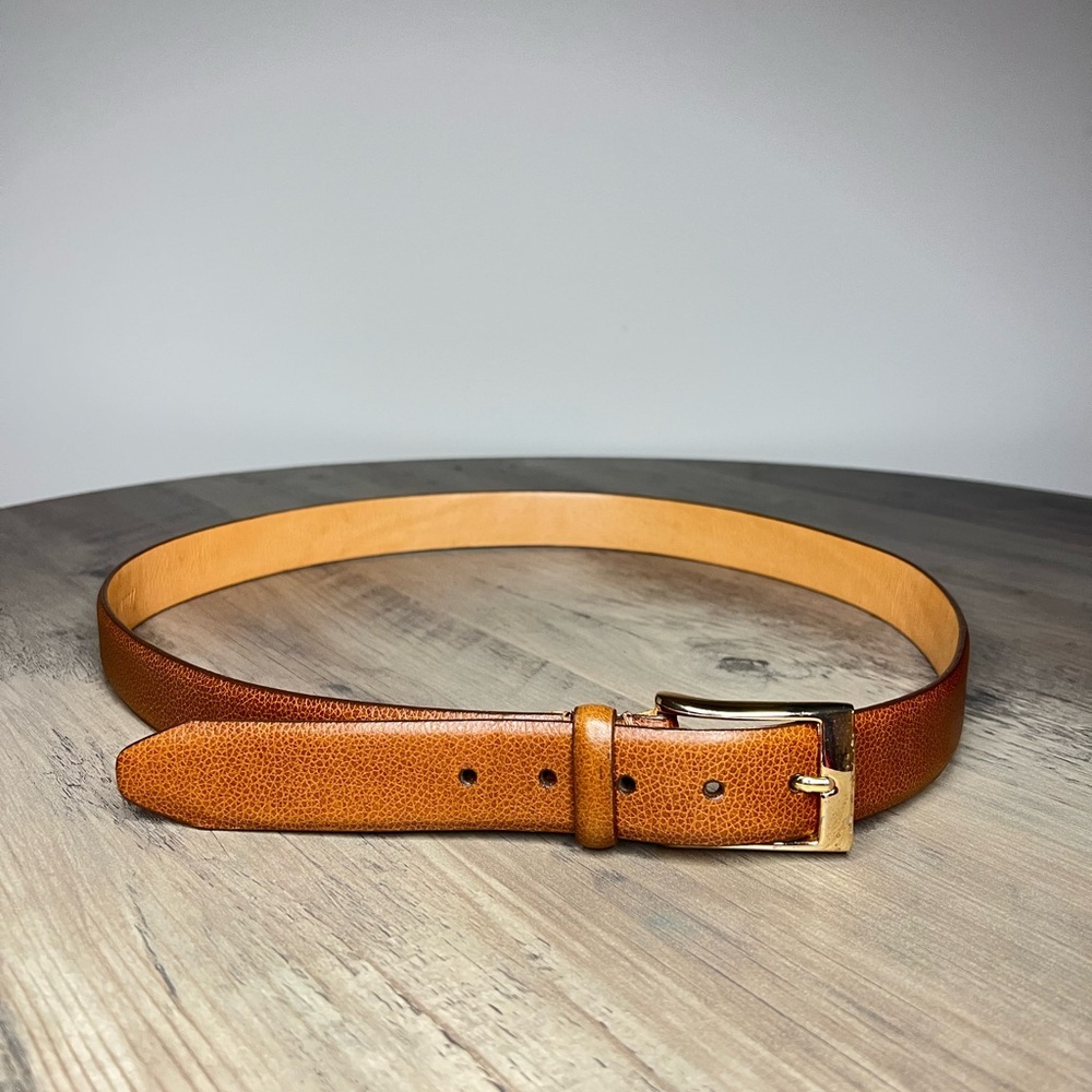Martin Dingman Brown Pebbled Tumbled Glove Leather Belt Hand Made USA Sz 42